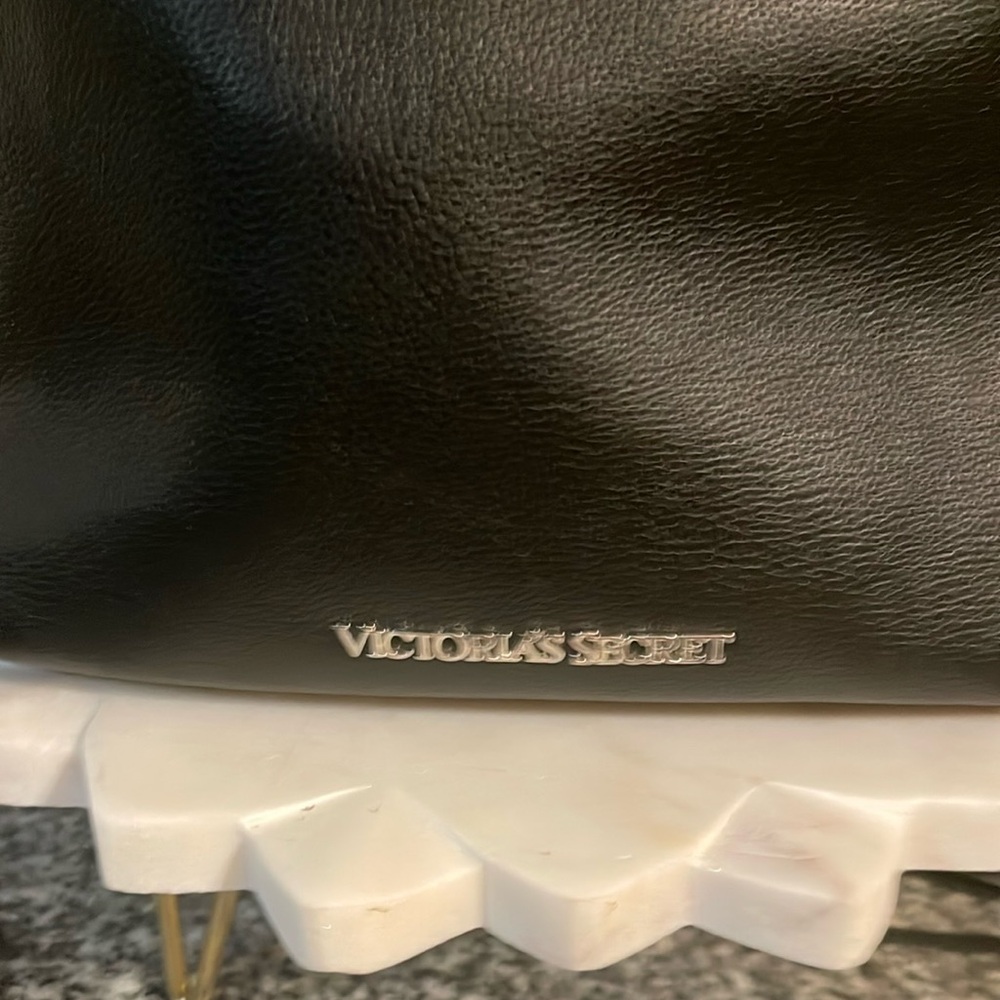 Victoria's Secret Black Fringe Backpack Purse Bag Faux Leather.